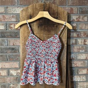 No Boundaries Red and Blue Smocked Peplum Camisole